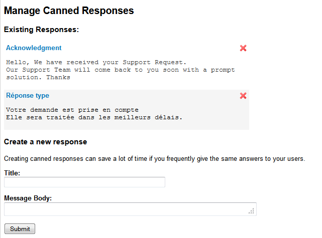 Definition of Canned Responses